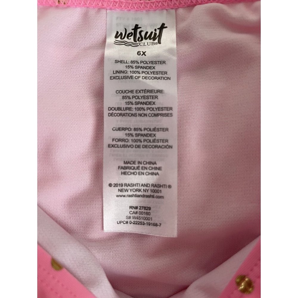 Girls Swimsuit Set Wetsuit Club Size 6X 2-Piece Swimsuit with 3-D Pink - Picture 9 of 11